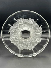 Vintage Frosted Fruit Centerpiece Plate 13.25” Pressed Glass Serving Tray