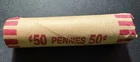 Roll of (50) 1950's Lincoln Wheat Cents - Various Dates & Condition
