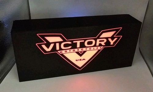 Victory Motorcycle Decor Man Cave Desk LED Lightbox USB Powered light sign Shop - Picture 2 of 6