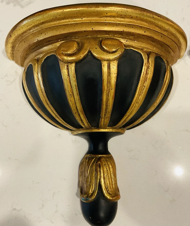 Пара черных и золотых настенных кронштейнов в стиле Регентства - Изображение 3 из 4