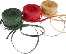 3 Rolls Red Green Kraft 1/4" by 492 Feet Raffia Ribbon/String