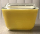 Pyrex 1-1/2 Cup Refrigerator Dish 501B With Lid Yellow 29, Vintage