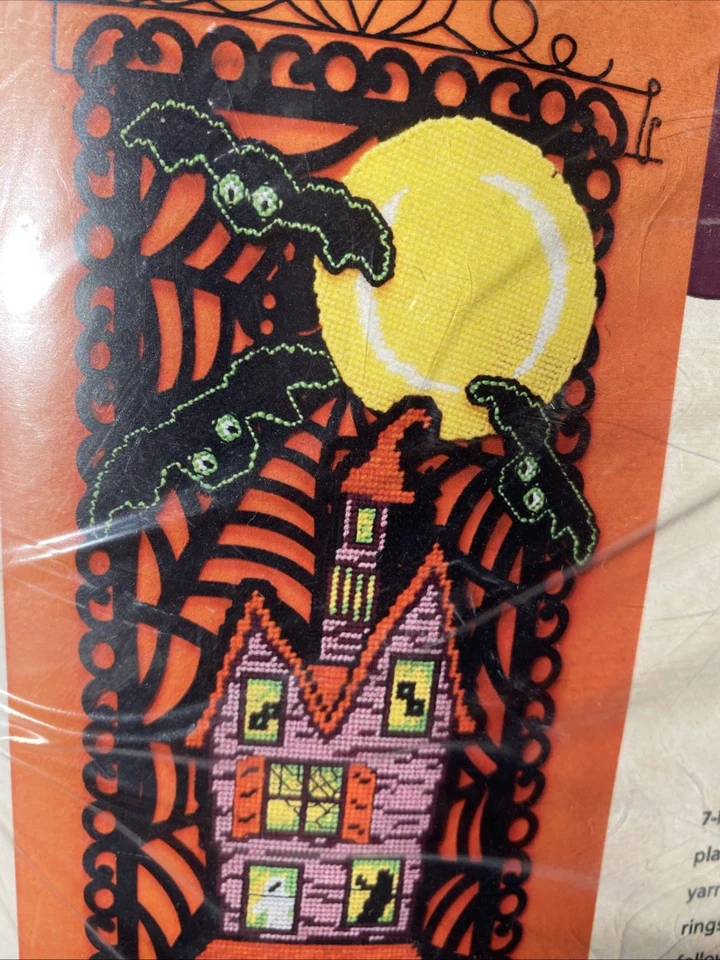 Haunted House Wall Hanging Plastic Canvas Kit -13x47 Inches -Craftways NIP - Image 3 of 4
