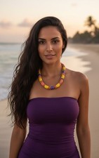 Handmade Tribal Tagua Nut Statement Necklace, Colorful Organic Beads Jewelry