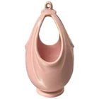 Vintage Weller Ohio Art Pottery Egg Pink Softone Hanging Vase Art Deco 9-1/2"