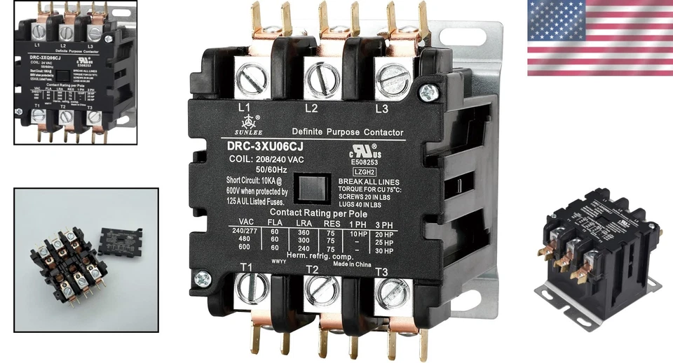 3 Pole 60A 240V HVAC Contactor Listed - Image 2 of 4