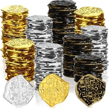 500 Pcs Plastic Pirate Gold Coins Spanish Doubloon Replicas Bulk Kids Fake Play