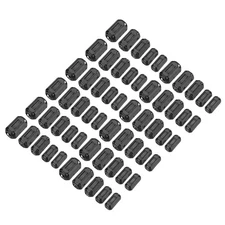 60Pcs 5Size Clip-on Ferrite Ring Core, Noise Filter Cable Clip EMI RFI Black