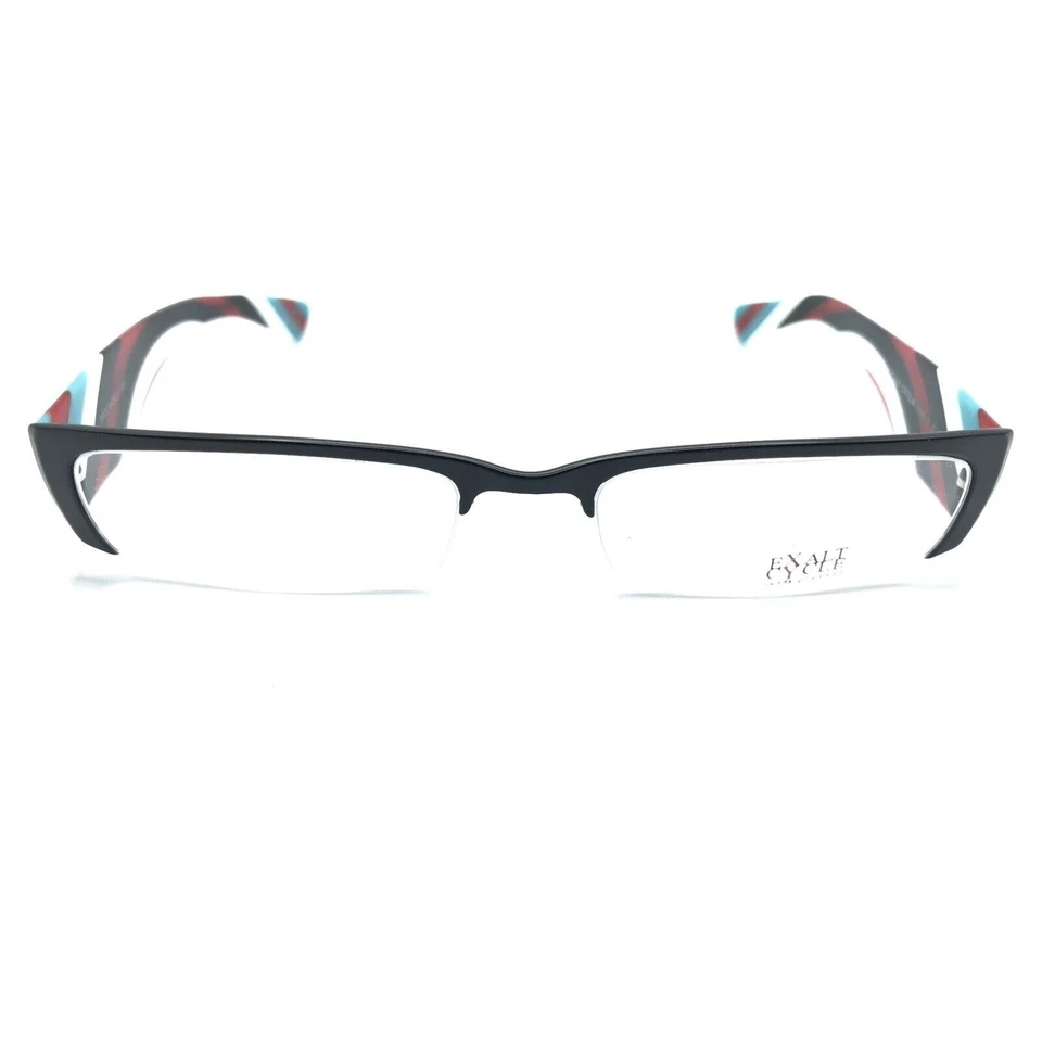 Exalt Cycle ExFashion C.1 Black Red White Blue Striped Half Rim Frames 53-17 135 - Image 2 of 4