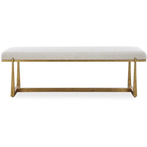 Uttermost 23904 Midas Textured Antique Gold and Driftwood Toned Polyester Bench - Picture 1 of 6