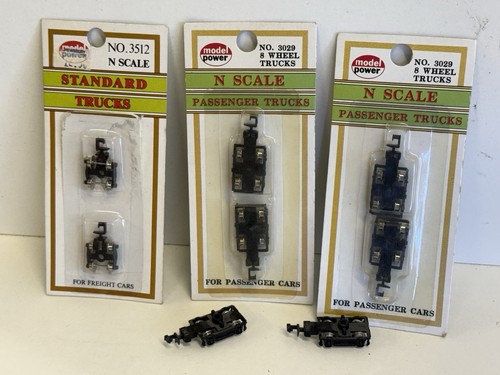 Model Power 3029 & 3512 Spur N Personen- & Güterwagen Ersatzdrehgestelle x8 | Condition: Used