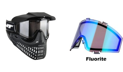 JT Paintball Proflex Mask Goggles w/ 2 Lenses - Black - Clear & Fluorite