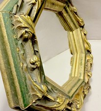 Vintage Hollywood Regency Mirror Vanity Wall Ornate Gold Scroll Old Wood Carved