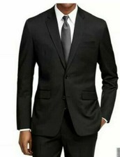 Quality MEN'S WOOL FEEL Suit Two Button Side Vents Modern Fit by Fortino Landi