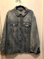 Universal Standard Barn Denim Jacket Size Xl Nwot Distressed Long Side Snaps
