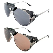 Global Vision Aviator 3 Motorcycle Sunglasses w/Side Shields 2 Pairfs Gunmetal