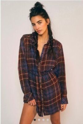 Free People Elai Plaid Shirtdress Multicoloured Size M RRP£140 BNWT