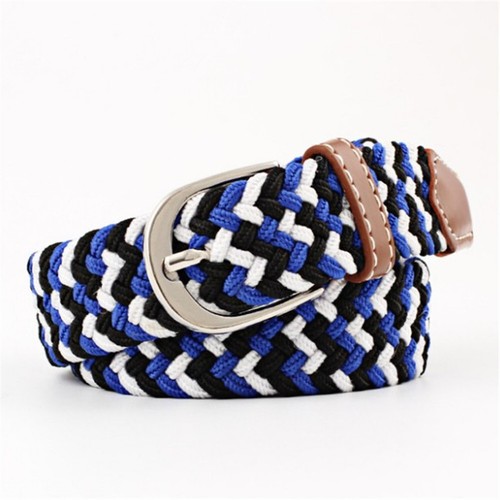 Unisex Stretch Elastic Canvas Buckle Jeans Braided Woven Waist Belt Waistband - Picture 6 of 36