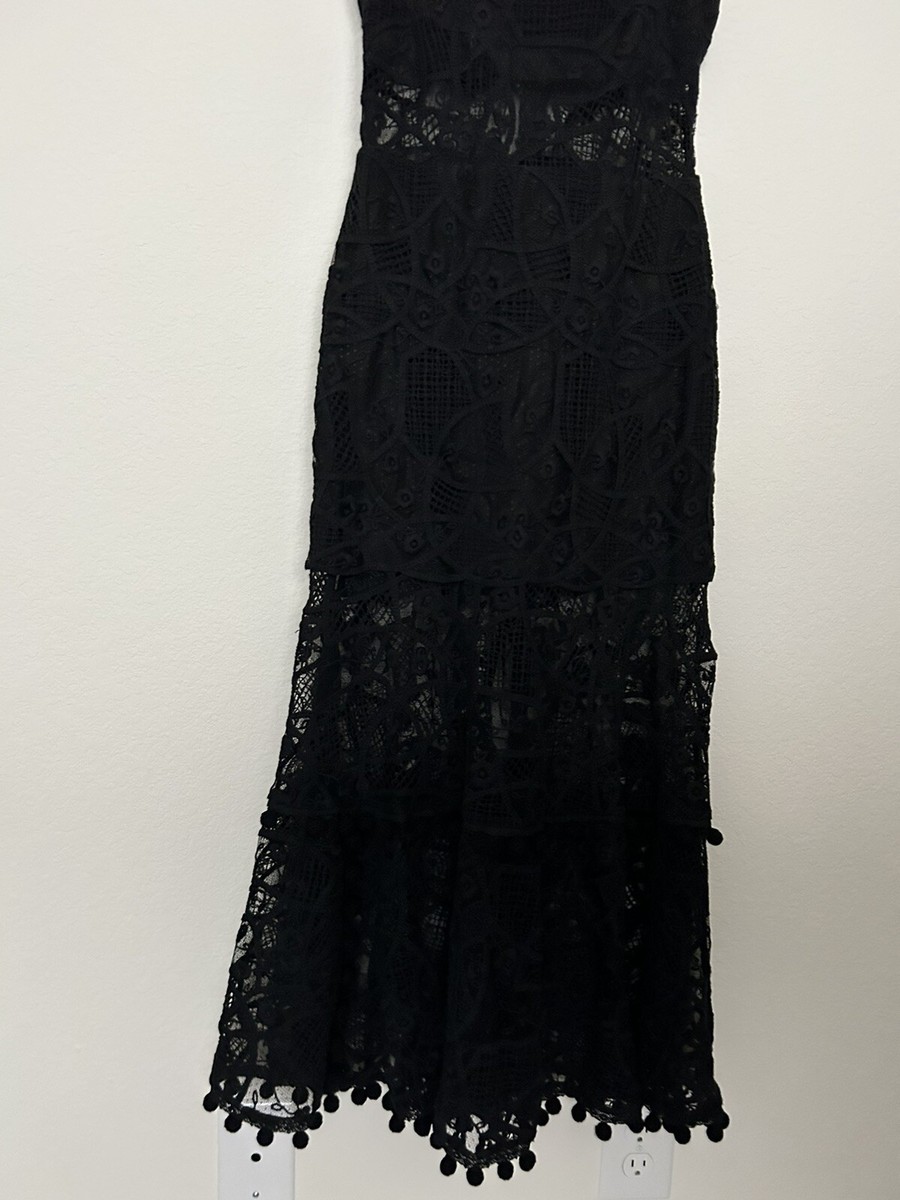 alexis lucila tiered lace midi dress Alexis Lucila Lace Midi Dress Black Size Small