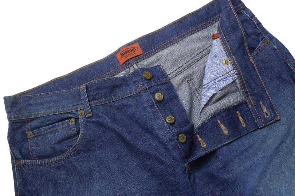 Missoni Vaqueros Hombres (Eu) 54 Corte Normal Desteñir Efecto Botón Fly Azul - Imagen 4 de 4