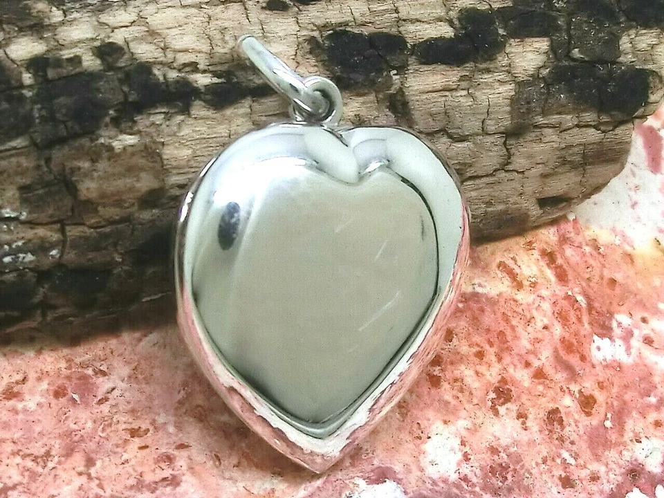 Medaglione Rosa Ciondolo a Cuore 925 Argento Sterling Liebe Fiore - Immagine 3 di 3