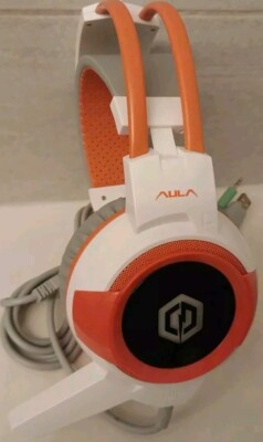 Aula Gaming Headset Orange/gray/white USB And 3.5mm Compatable Tested Working  