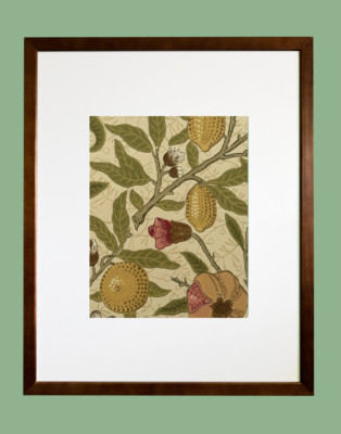 William Morris Fruit Limestone Artichoke Vintage Wallpaper Sample Framed Print
