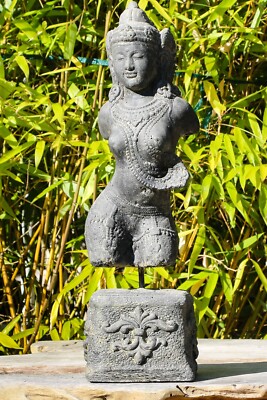 Shiva Devi Tara Sockel Indonesien Lavastein Statue Feng Shui Garten