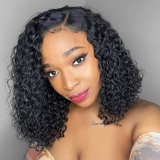Short Afro Kinky Curly Bob Wig Black Synthetic Hair Wigs High Temperature Fiber