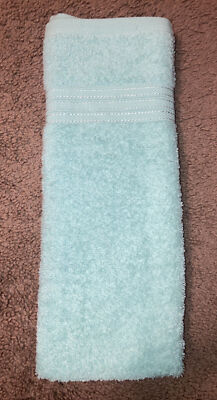 Comfort Bay Aqua Hand Towel Dobby Border Shiny Trim Grand Luxe Large Turquoise