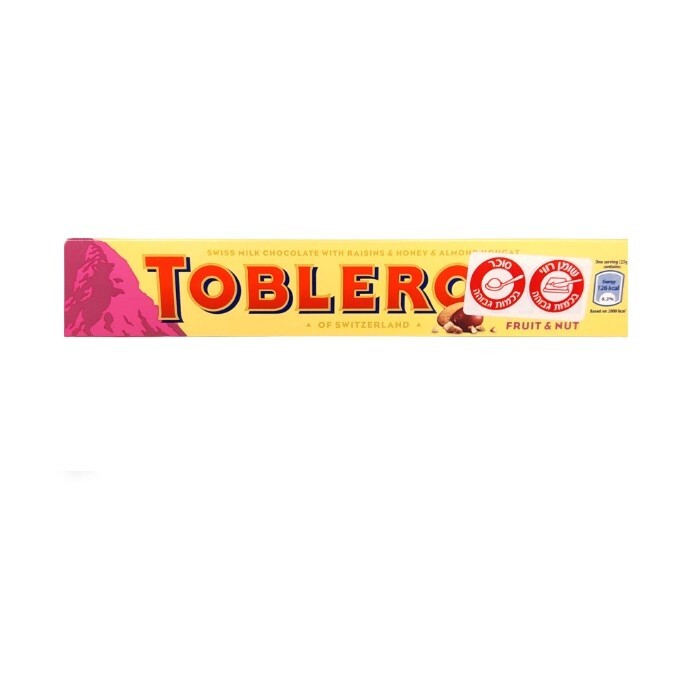 6x Toblerone Fruit & Nut With Honey & Almond Nougat, 100g, Israel Kosher