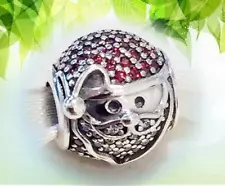 PANDORA SILVER CHARM BEAD 💋796385 JOLLY SANTA CLAUS sparkling Christmas new