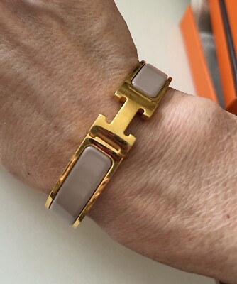 Hermes Clic H Gold Marron Glacé (Beige) Bracelet/Cuff PM Size