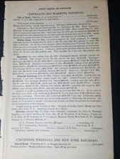 1886 original train report CLEVELAND & MARIETTA RAILROAD Canal Dover Zoar Ohio 