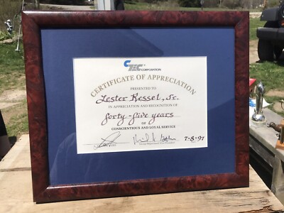 CTEC Corp. 45 Years Certificate Award Inscribed Framed Matted