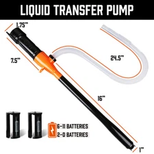 Portable Battery Operated Liquid Fuel Siphon Transfer Pump 2.2 Gallons per Min
