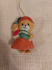 Jasco Handpainted Caring Critter Bear Bisque Porcelain Bell Christmas Ornament 