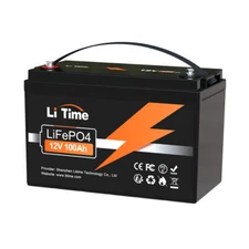Litime 12V 100Ah LiFePO4 Grade A Lithium Battery for RV Marine Trolling Motor US