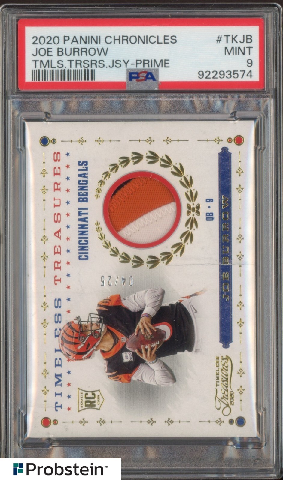 Joe Burrow Panini Chronicles Timeless Treasures Jersey #TKJB Prime