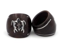 Bague ethnique tortue Maori en bois d'ébène bio et argent 925 Taille 58