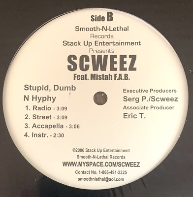 SCWEEZ x MISTAH F.A.B. Stupid Dumb N Hyphy Green Light 12'' VINYL BAY Rap SEALED