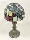Vintage Tiffany Style Multicolor Stained Glass Style Dragonfly 9 in Candle Lamp