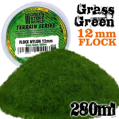 GREEN STUFF WORLD Herbe Statique 12mm - Vert Herbe- 280ml - Flocage herbe - Modelisme