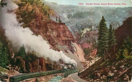 Postcard Train on Double Track, Eagle River Canon, Colorado - Afbeelding 1 van 2