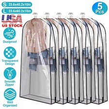 5Packs 60in Garment Bag Hanging Clothes Dustproof Hanging Clothes Storage Bag
