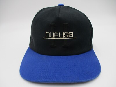 HUF Hat Cap Black Blue Snap Back Adjustable USA