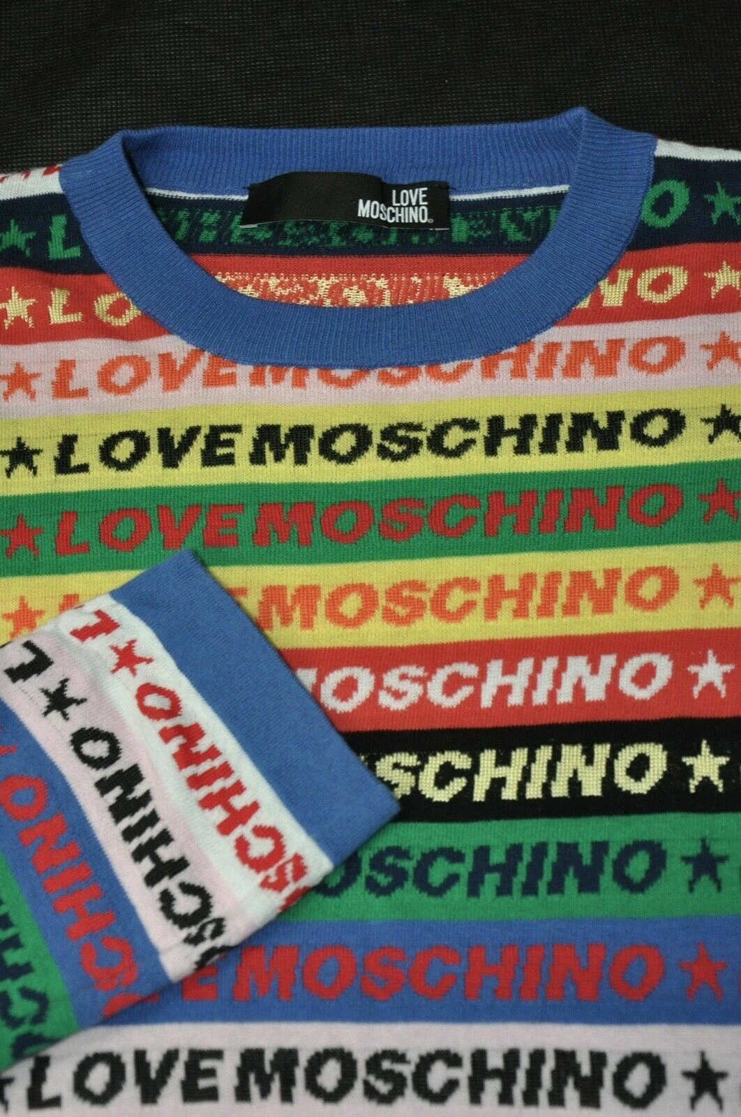 Abito maglione multicolore vintage Love Moschino arcobaleno donna taglia 8