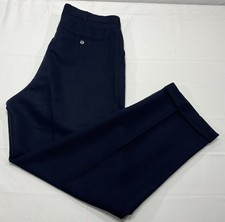 Yves Saint Laurent Dress Pants Mens 36x30 Blue Rayon/Polyester Pleated Cuffed