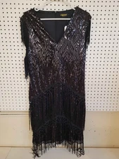 Babeyond Women's Flapper Dress Gatsby Fringe, 1920s Roaring, Embellished, XXL