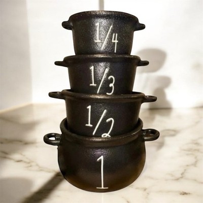 Rae Dunn Artisan Collection Black Cauldron Measuring Cups Set